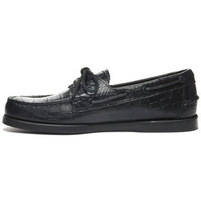 Docksides Man PORTLAND EXOTIC Mocassin CROC BLACK Dressed Side (jpg Rgb)		