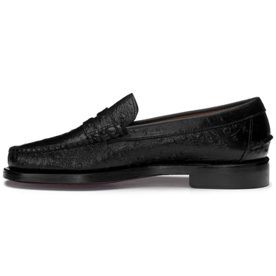 Moc Man DAN OSTRICH Moccasin BLACK Dressed Side (jpg Rgb)		