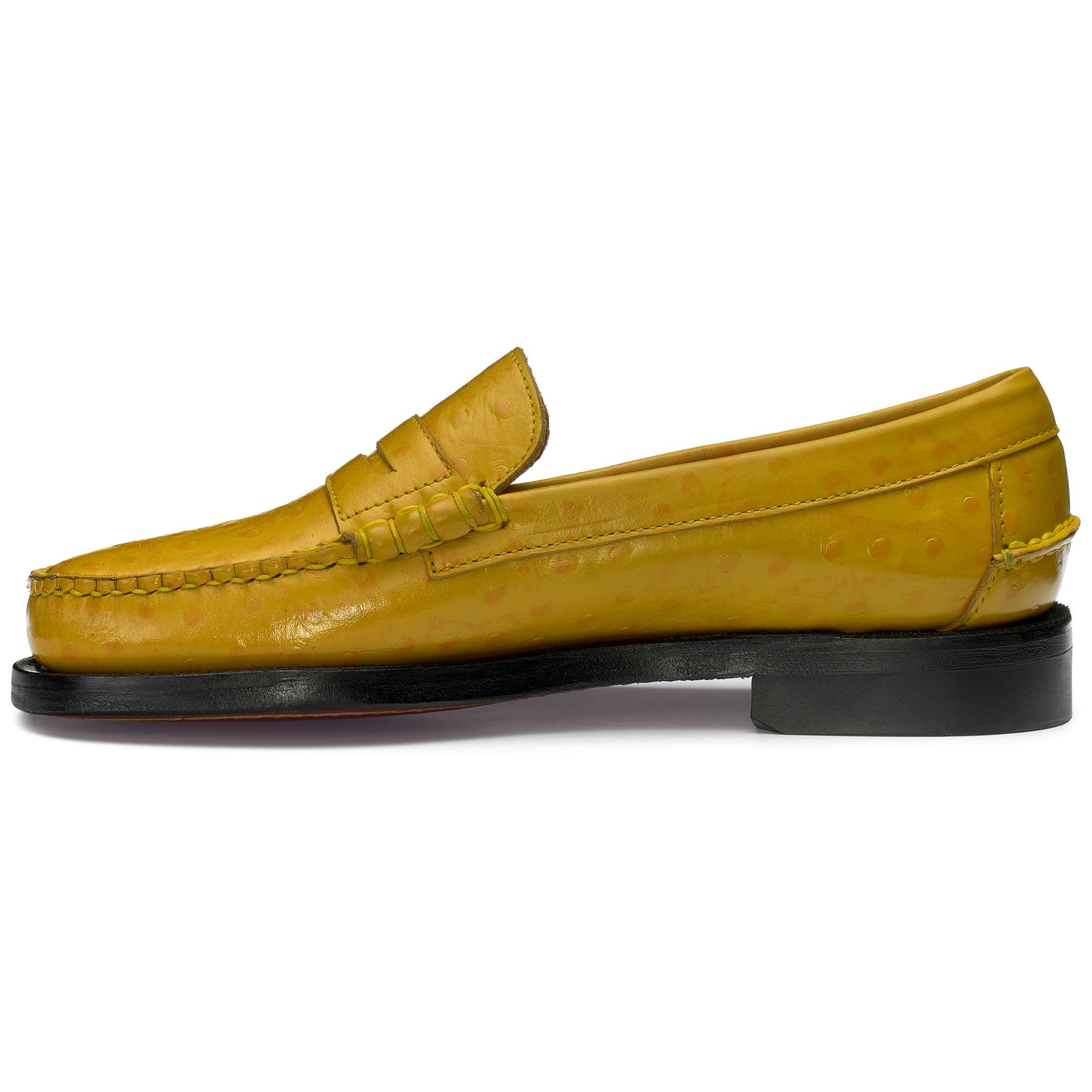 Moc Man DAN OSTRICH Moccasin YELLOW MUSTARD Dressed Side (jpg Rgb)		