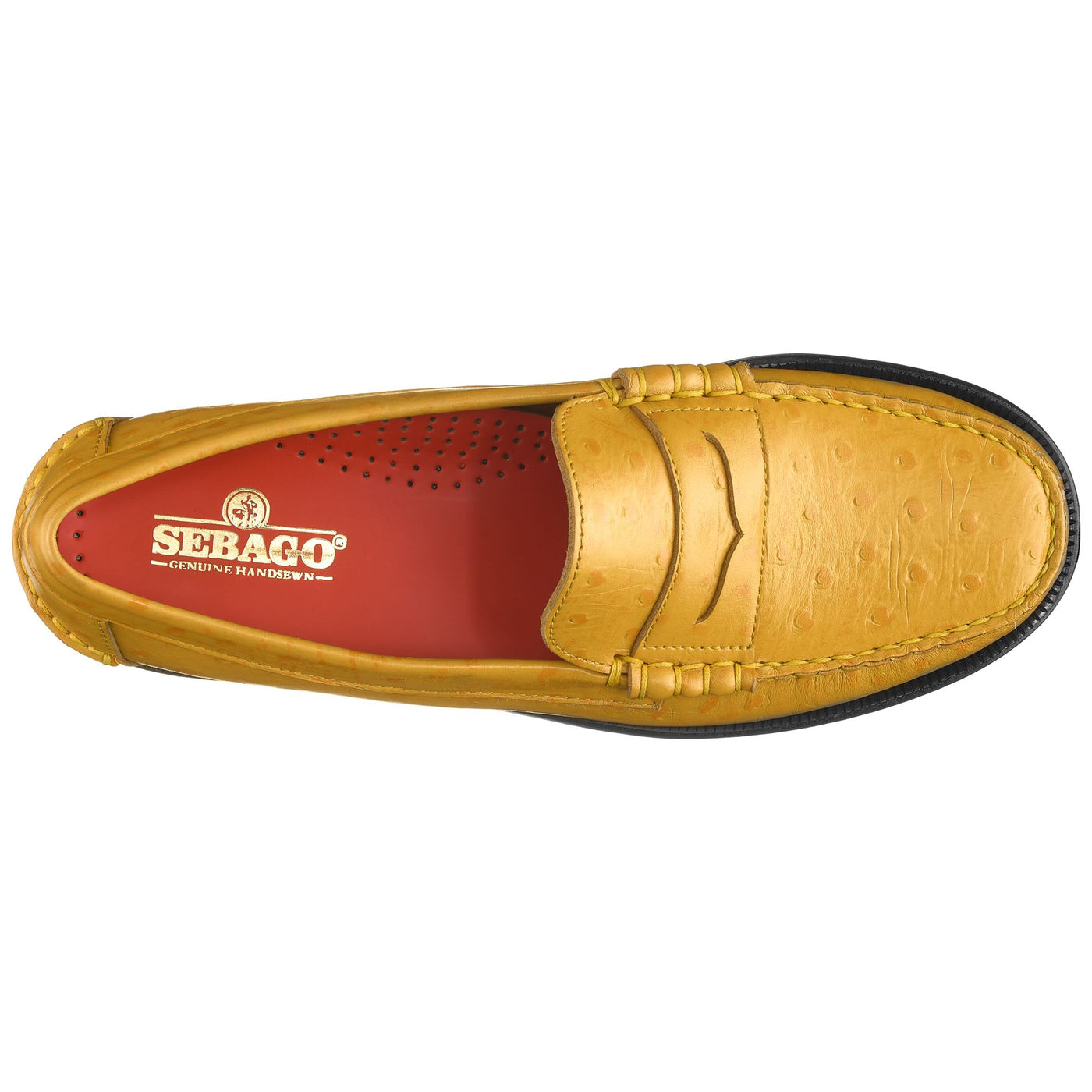 Moc Man DAN OSTRICH Moccasin YELLOW MUSTARD Dressed Back (jpg Rgb)		