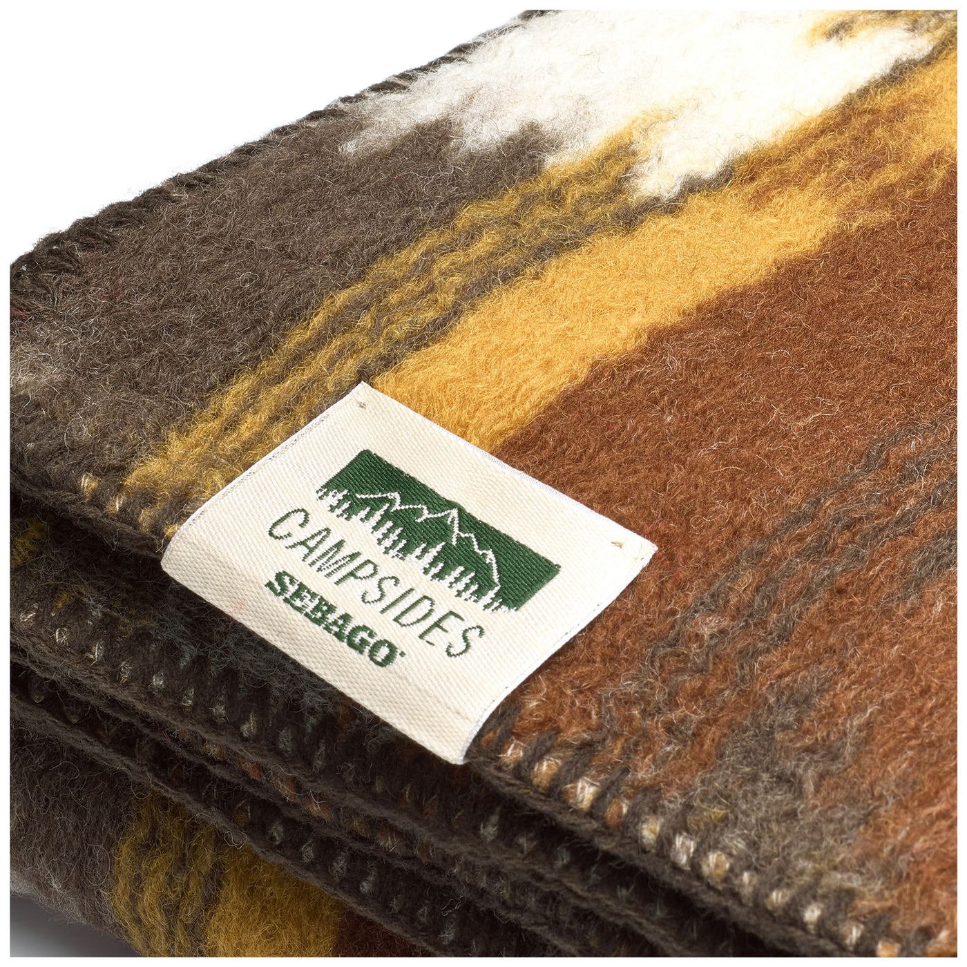 Quilts and blankets Unisex ASH Blanket BROWN- OFF WHITE-YELLOW Dressed Side (jpg Rgb)		