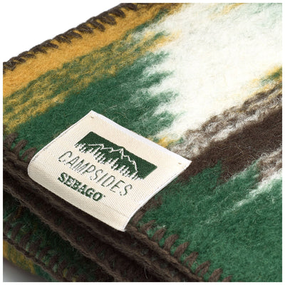 Quilts and blankets Unisex ASH Blanket GREEN-OFF WHITE- YELLOW-BROWN Dressed Side (jpg Rgb)		