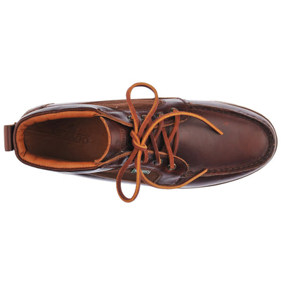 Moc Man ROGDEN MID WAXY SUEDE Mid Cut BROWN-DKBROWN Dressed Back (jpg Rgb)		