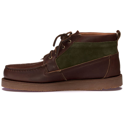 Moc Man ROGDEN MID WAXY SUEDE Mid Cut DK BROWN-DK MILITARY Dressed Side (jpg Rgb)		