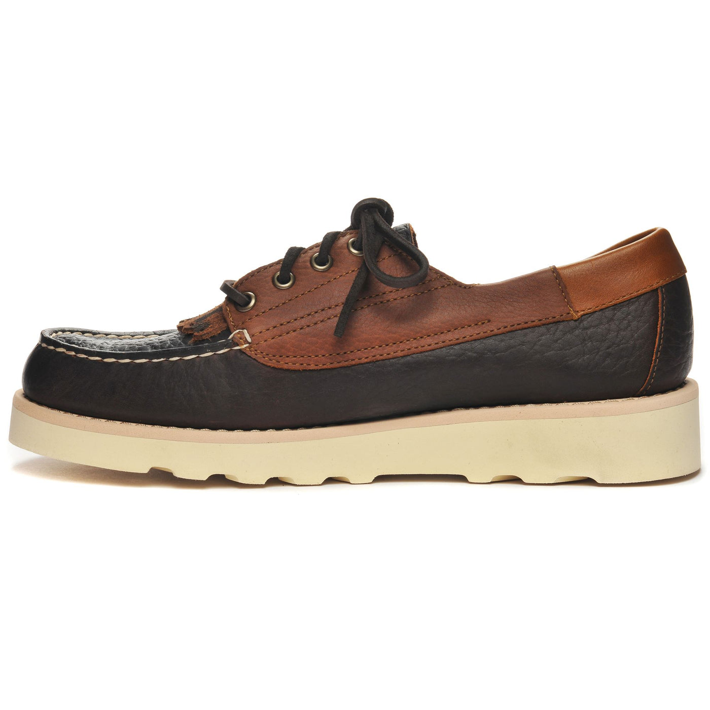 Moc Man TALA FRINGE Low Cut DK BROWN- COFFEE- YELLOW MUSTARD Dressed Side (jpg Rgb)		